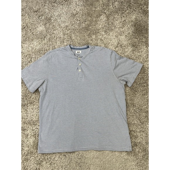 Joseph Abboud Other - Joseph Abboud Shirt Mens 2XL Blue Striped Short Sleeve Henley Cotton Casual
